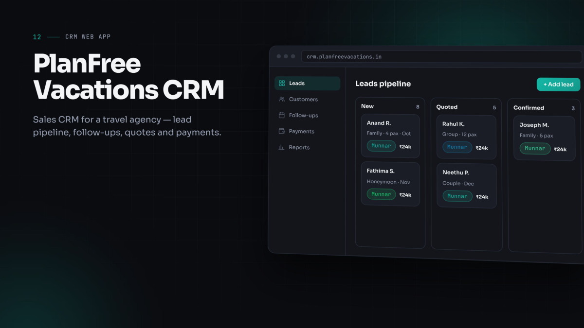 PlanFree Vacations CRM &mdash; CRM web app